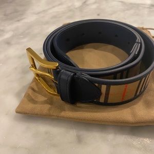 Men’s Burberry 1983 Check Canvas and Leather Belt